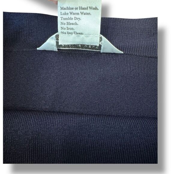 Exclusively Misook Navy Acrylic Striped 2 Pc Skirt Tank Top Office Women’s Sz L - Picture 16 of 16